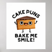 Cake Puns Bake me Smile Funny Baking Pun Poster (Voorkant)