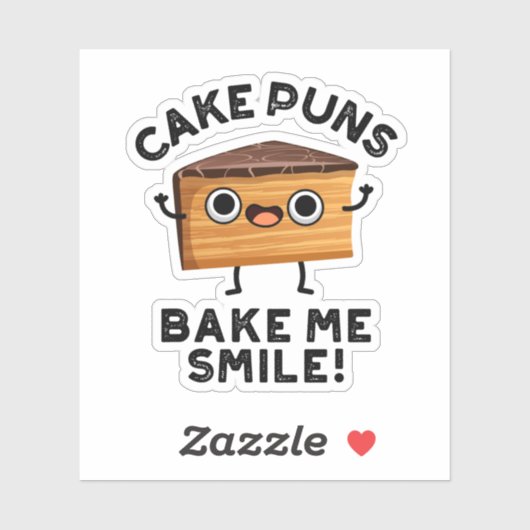 Cake Puns Bake me Smile Funny Baking Pun Sticker (Vel)