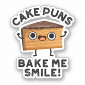 Cake Puns Bake me Smile Funny Baking Pun Sticker (Voorkant)