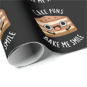 Cake Puns Bake me Smile Funny Food Pun Dark BG Cadeaupapier (Rol Hoek)