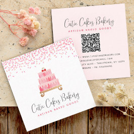 Cake QR Code Blush Pink Sprinkles Pastry Chef Chic Vierkante Visitekaartje