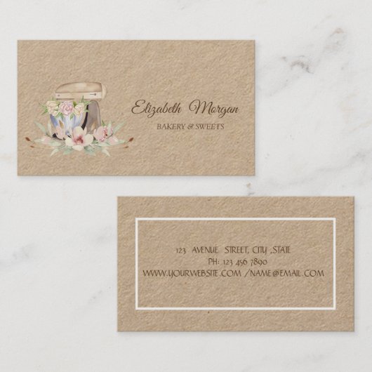 Cake Retro Mixer Bloemen Bakkerij Visitekaartje (Voorkant / Achterkant)