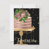 Cake Roos Gold Birthday Black Confetti Glitter Kaart (Voorkant)
