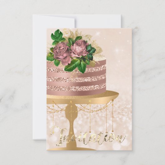 Cake Roos Gold Crystals Creamy Confetti Glitter Kaart (Voorkant)