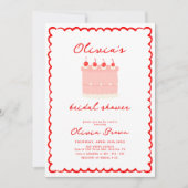 Cake Roze en Rode Krabbel Vrijgezellenfeest Kaart (Voorkant)