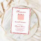 Cake Roze en Rode Krabbel Vrijgezellenfeest Kaart