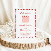 Cake Roze en Rode Krabbel Vrijgezellenfeest Kaart