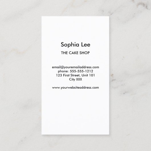 Cake shop: bruin en wit visitekaartje (Achterkant)