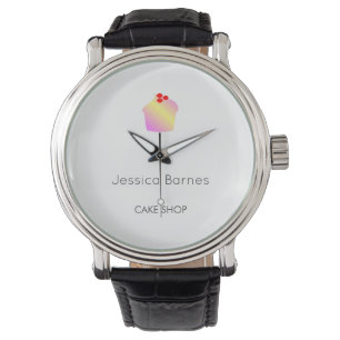 Cake shop cupcake silhouet white horloge