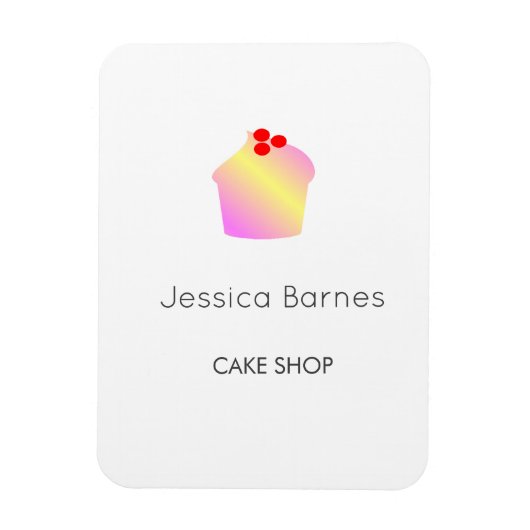 Cake shop cupcake silhouet white magneet (Verticaal)