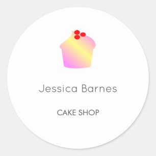 Cake shop cupcake silhouet white ronde sticker