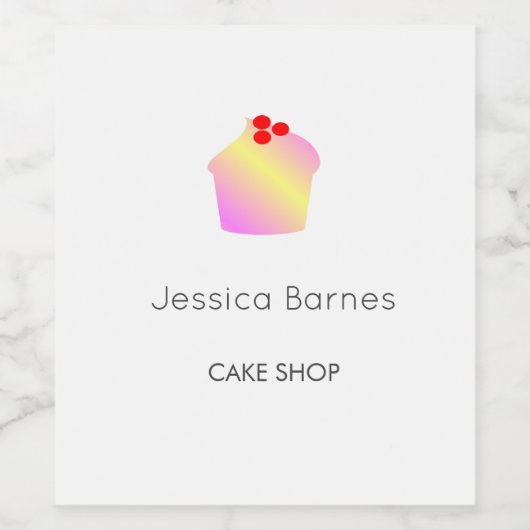 Cake shop cupcake silhouet white wijn etiket (Enkel label)