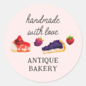 Cake Shop Handgemaakt met Liefde Ronde Sticker (Voorkant)