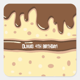 Cake slice cartoon lief kids verjaardagsfeestje vierkante sticker