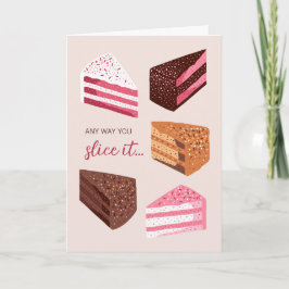 Cake slices hand drawn illustration birthday card kaart