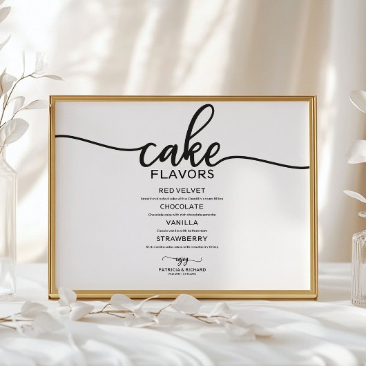 Cake Smaak Zwart en Wit Calligrafie Bord Poster