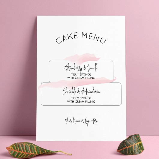 Cake Smaken Menu Vrouwelijk Roze Waterverf Poster