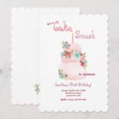 Cake Smash Birthday Party Kaart (Voorkant / Achterkant)