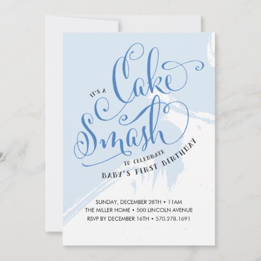 Cake Smash Birthday Uitnodiging, Jongen Kaart (Voorkant)