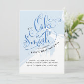 Cake Smash Birthday Uitnodiging, Jongen Kaart (Staand voorkant)