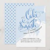 Cake Smash Birthday Uitnodiging, Jongen Kaart (Voorkant / Achterkant)