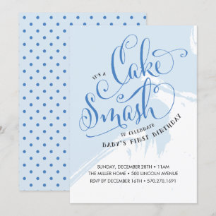 Cake Smash Birthday Uitnodiging, Jongen Kaart