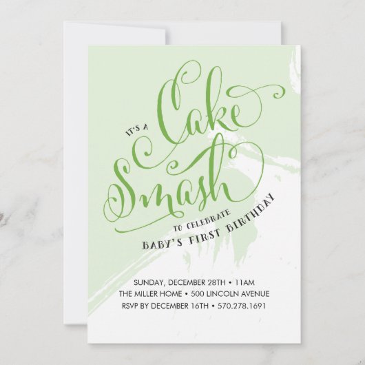 Cake Smash Birthday Uitnodiging, Neutrale Kaart (Voorkant)
