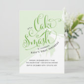 Cake Smash Birthday Uitnodiging, Neutrale Kaart (Staand voorkant)