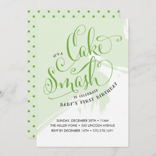 Cake Smash Birthday Uitnodiging, Neutrale Kaart (Voorkant / Achterkant)