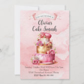 Cake Smash Eerste Verjaardagsfeestuitnodiging Kaart (Voorkant)