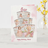 Cake Smash Photo Collage Girl First Birthday Kaart (Gele Bloem)
