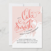 Cake Smash Verjaardagsuitnodiging, Meisje Kaart (Voorkant)