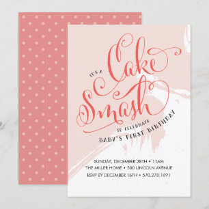 Cake Smash Verjaardagsuitnodiging, Meisje Kaart