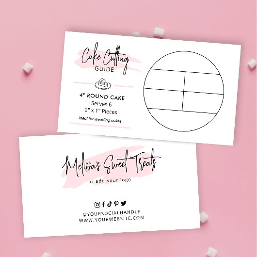 Cake Snijgids 4" Ronde bruidstaart porties Informatiekaartje