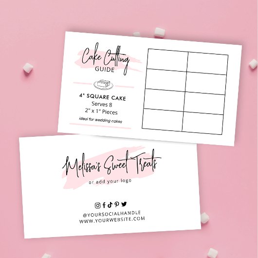 Cake Snijgids 4 "Vierkante Cake Porties Diagram Informatiekaartje