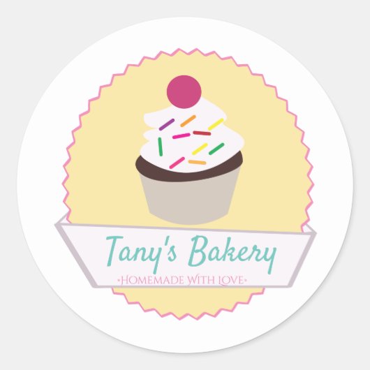 Cake Sprinkles Badge Logo Confetti Zelfgemaakte Ba Ronde Sticker (Voorkant)