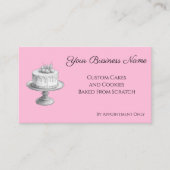 Cake Stand Elegant Bakkerij Roze Aangepaste QR Cod Visitekaartje (Voorkant)