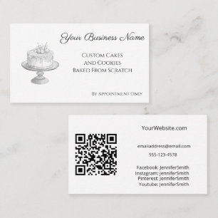 Cake Stand Elegant Bakkerij Wit Custom QR Code Visitekaartje