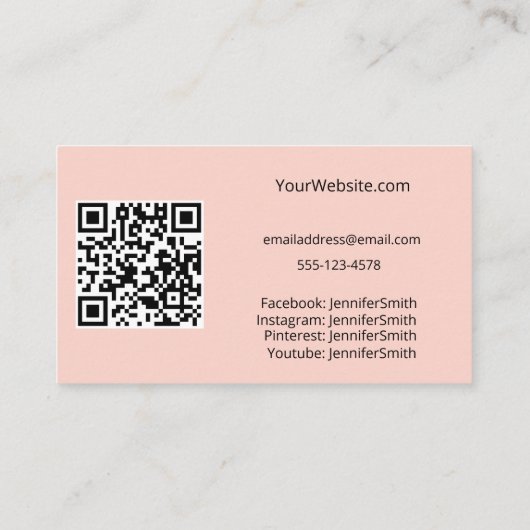 Cake Stand Elegante Bakkerij Perzik Custom QR Code Visitekaartje (Achterkant)