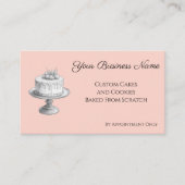 Cake Stand Elegante Bakkerij Perzik Custom QR Code Visitekaartje (Voorkant)