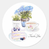 Cake Tea and Flowers Classic Ronde sticker (Voorkant)