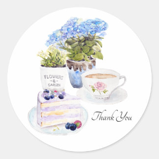 Cake Tea and Flowers Classic Ronde sticker