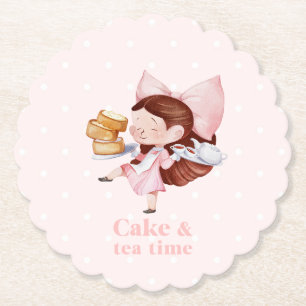 Cake & Tea Time geschulpte papier Onderzetter