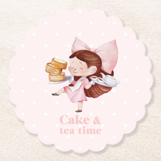 Cake & Tea Time geschulpte papier Onderzetter (Voorkant)