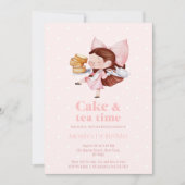 Cake & Tea Time – Sweet 1st Birthday Invitation Kaart (Voorkant)