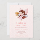 Cake & Tea Time – Sweet 1st Birthday Invitation Kaart (Voorkant)