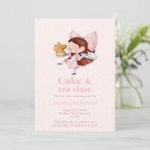 Cake & Tea Time – Sweet 1st Birthday Invitation Kaart (Staand voorkant)