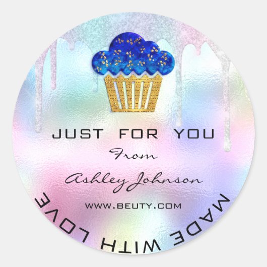 Cake Thuis Bakkerij Snoepjes Muffins Logo Glimlach Ronde Sticker (Voorkant)