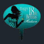 CAKE TOPPER Polka Dot 18th Birthday fuschia roze<br><div class="desc">18e Birthday polka dot cake topper pick</div>