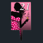 CAKE TOPPER Polka Dot 21st Birthday roze | fuschia<br><div class="desc">21e Birthday polka puntencake topperoogst</div>